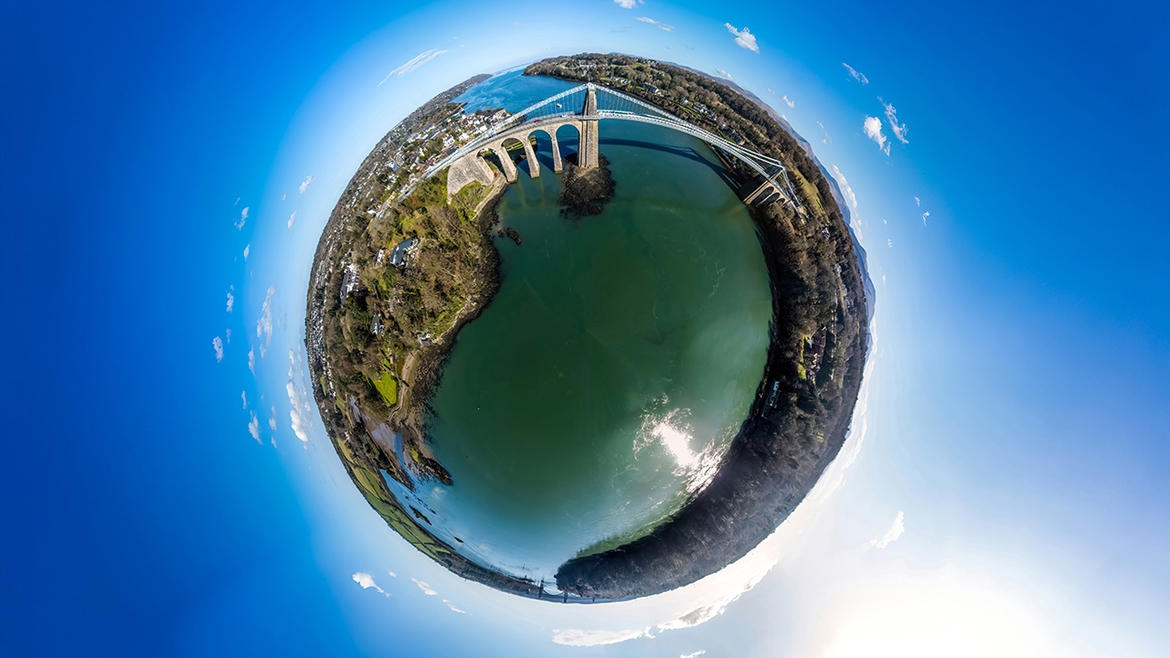 Menai Suspension Bridge 360 degree photograph, Anglesey, North Wales